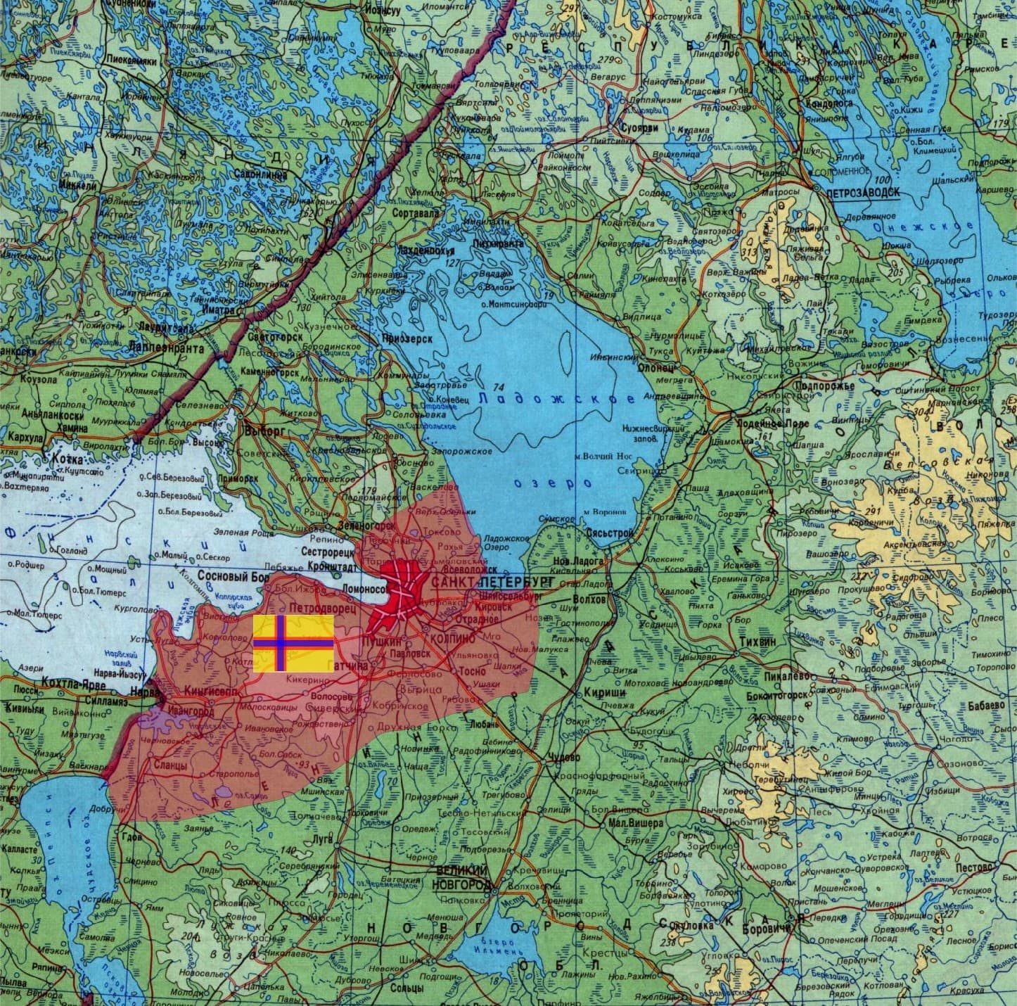 Карта Ингерманландии